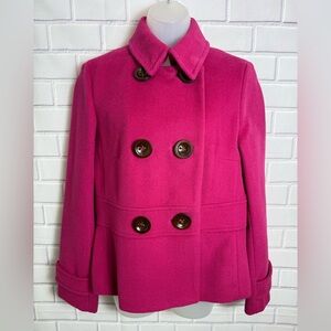 Talbots pink magenta Wool Blend Double-Breasted Jacket Size 8